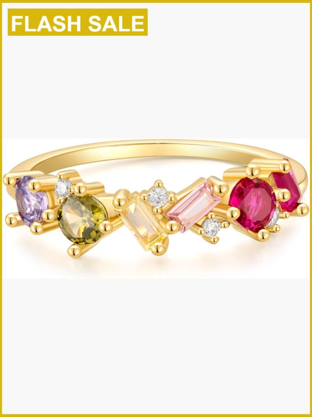 Eternity Baguette Princess Cut CZ Statement Promise Wedding Band Ring Stackable